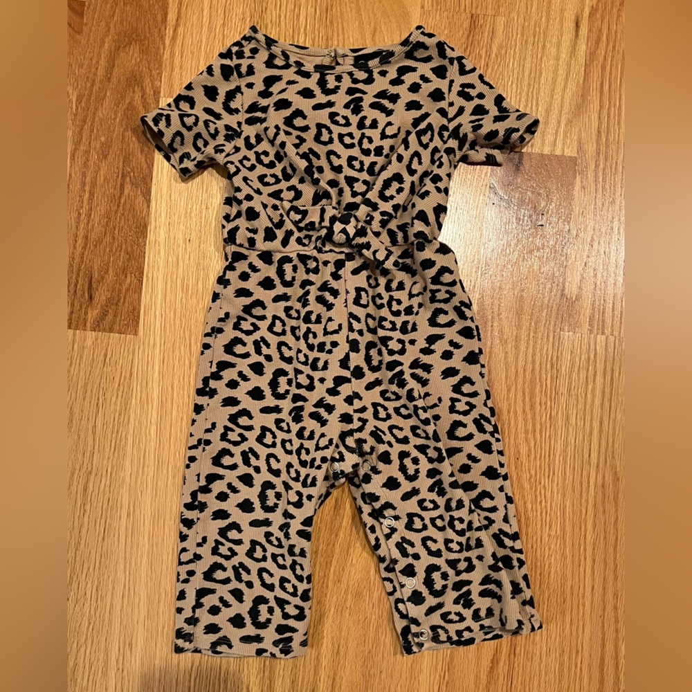 Animal print bow front jumpsuit.